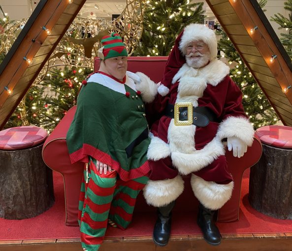 Jessica Herzing as an Elf with Santa Claus