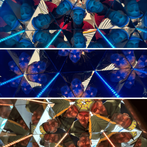 (From top to bottom) Tony, Jim and Mike creating mirror kaleidoscope illusions!