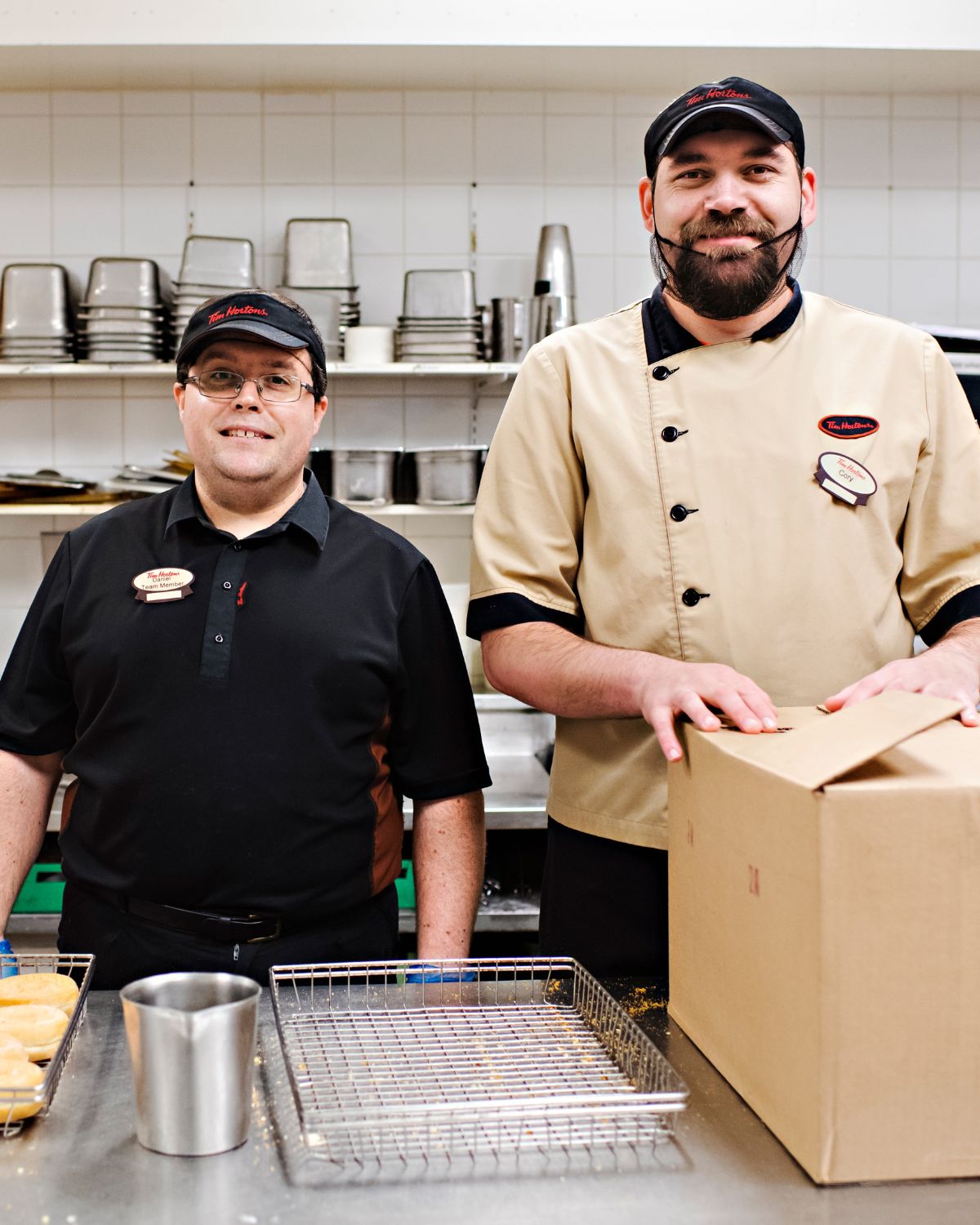 Photo of two people working at Tim Hortons