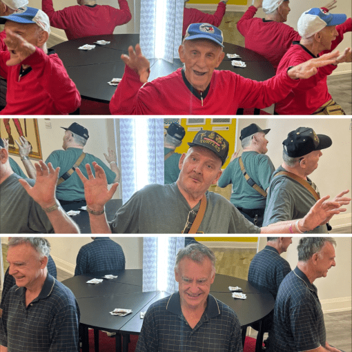 (From top to bottom) Tony, Mike, and Jim creating body double mirror illusions!