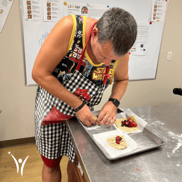 David baking mini fruit galettes!