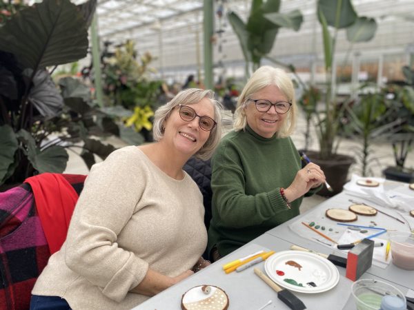 LEG Up! hosting a workshop on wood round and stone ornaments at the Colour Paradise Greenhouse.