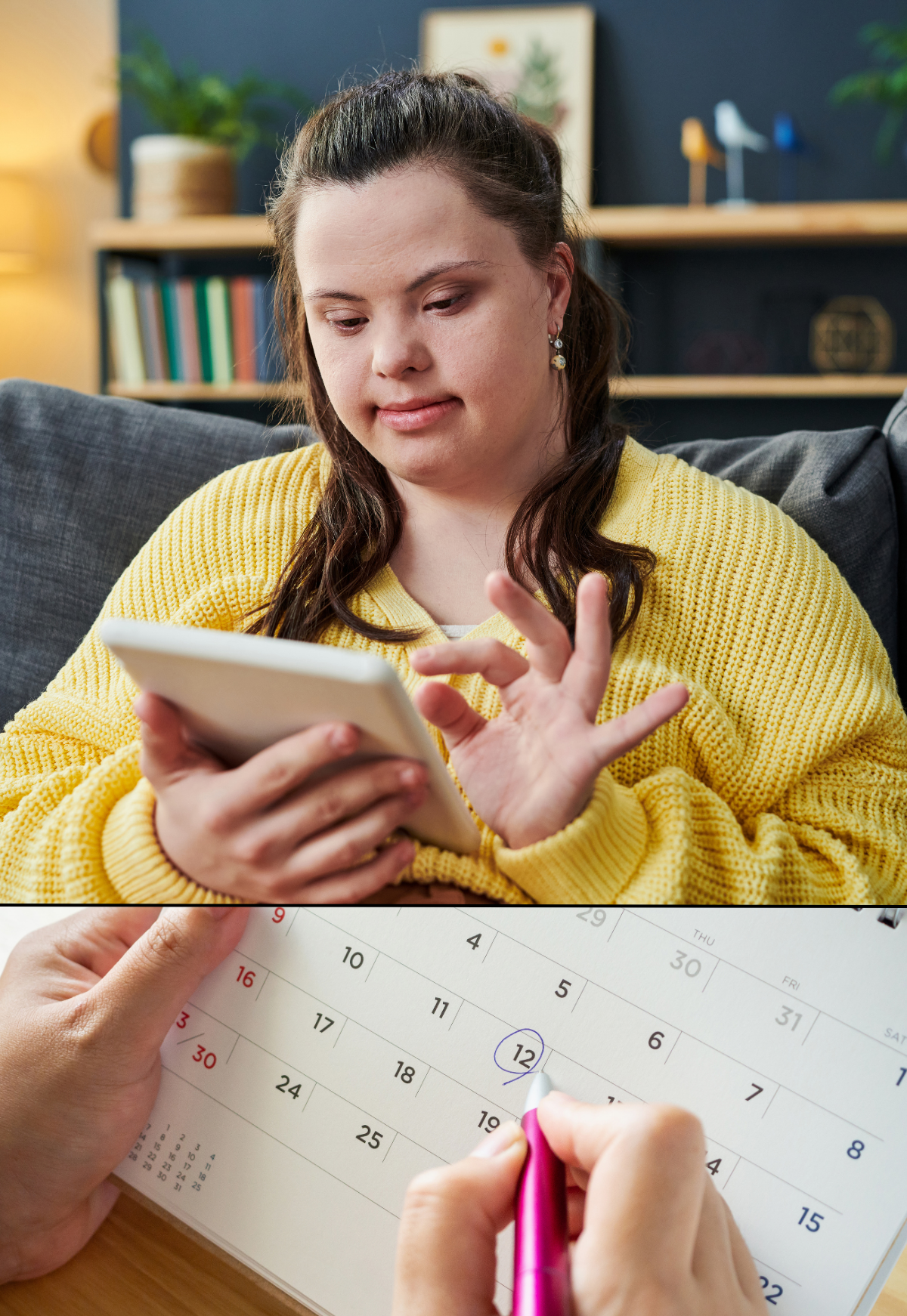 A person organizing their calendar