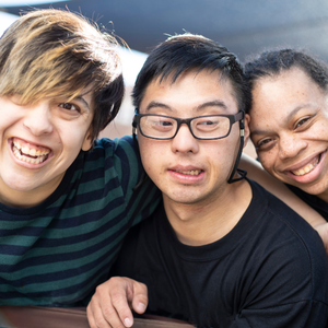 A group of friends smiling together