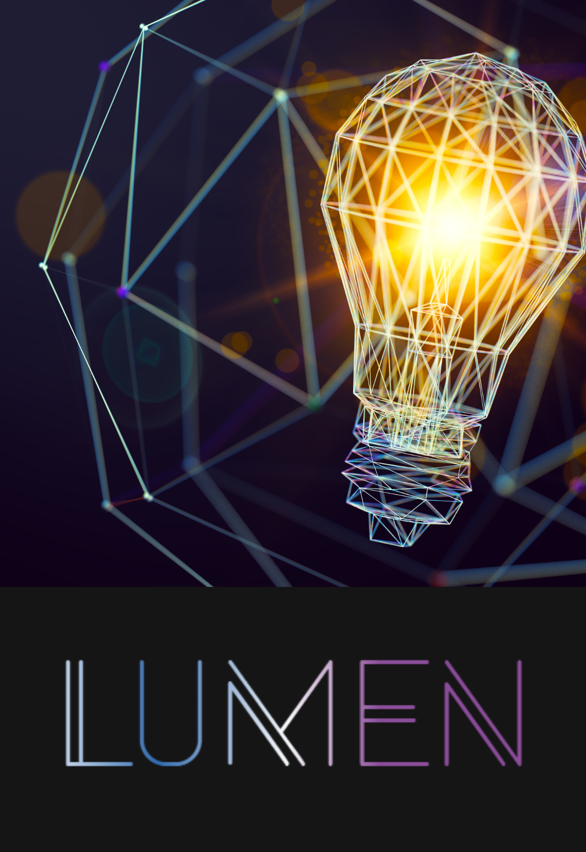 A light bulb made of geographic patterns of light. The Lumen Festival's logo.