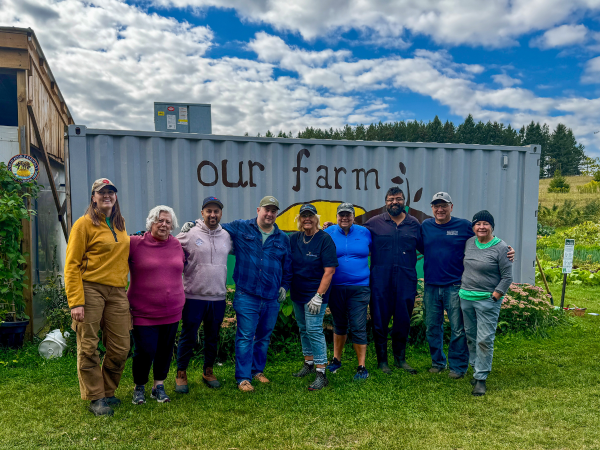 a group photo at the farm