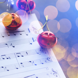 some sheet music with some jingle bells on it