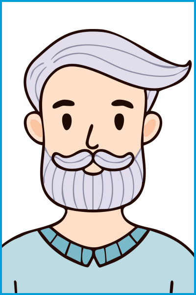 illustration of a man with a beard and grey hair