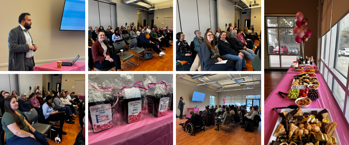 a group of people at a breast cancer screening event held at KW Habilitation