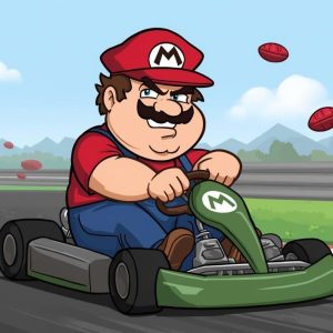 Hangout-Events-SHOP-PHOTOS-1 Cartoon image of Mario Kart